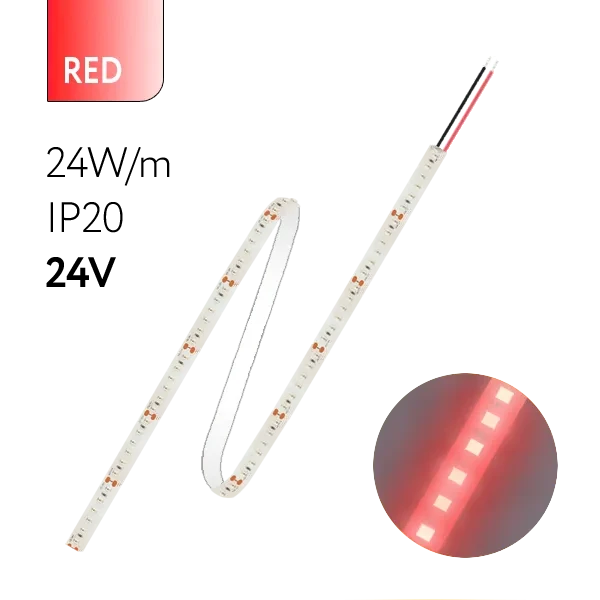 FL-Strip 2835 | 24V IP20 RED 24W/m 2500Lm/m | Катушка - 5 метров | - Светодиодная лента FOTON LIGHTING