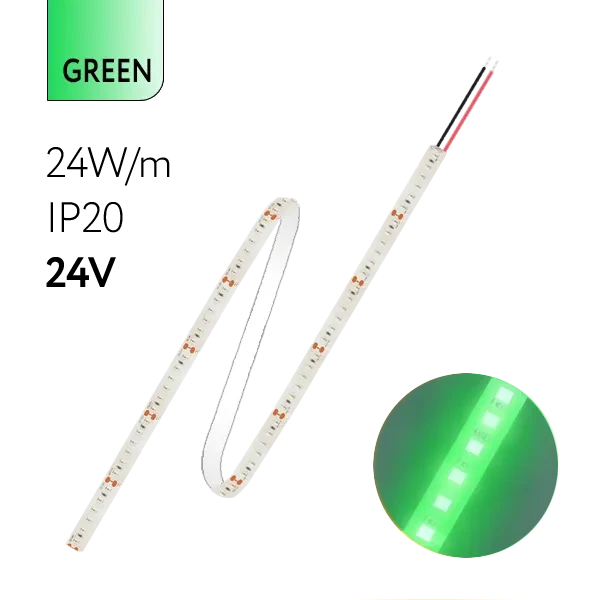 FL-Strip 2835 | 24V IP20 GREEN 24W/m 2500Lm/m | Катушка - 5 метров | - Светодиодная лента FOTON LIGHTING