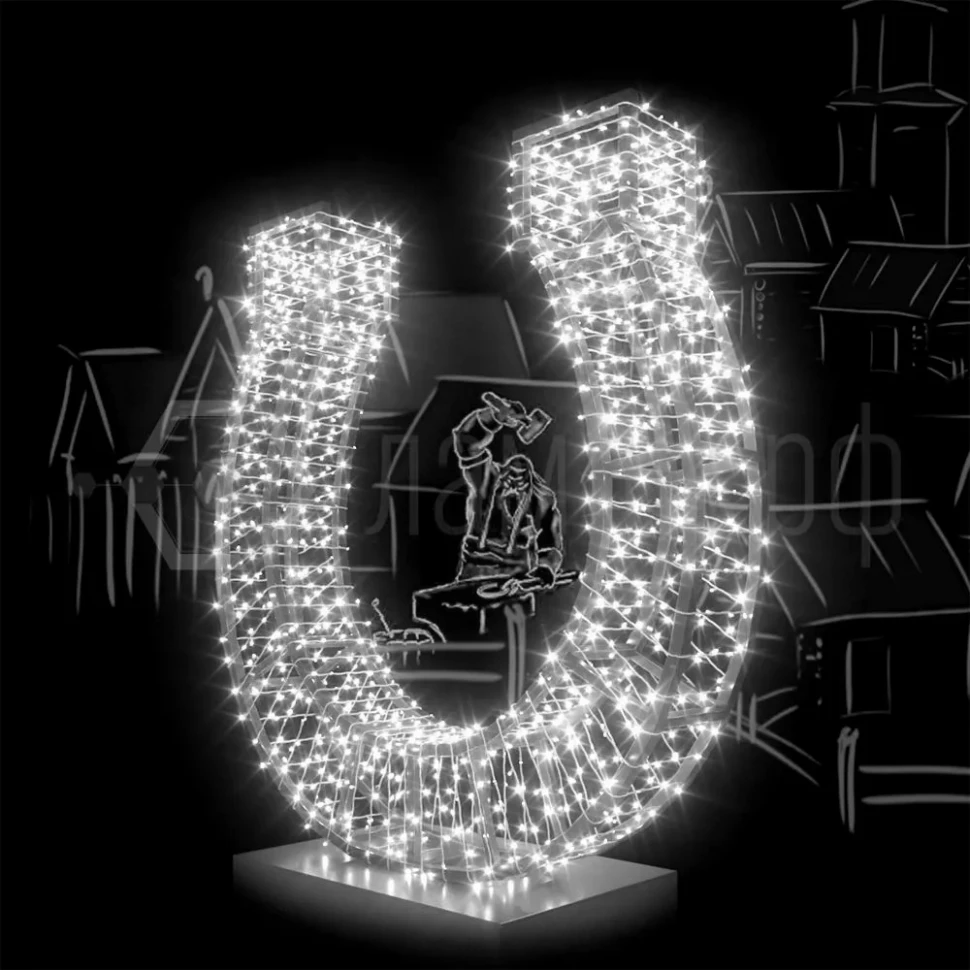 Гирлянда | Нить 10м | БЕЛЫЙ | Статичная 220V IP65 | Чёрный провод | - RICH LED