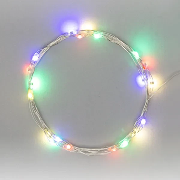 Гирлянда | Роса 2м | МУЛЬТИКОЛОР | 20 LED На батарейках 2хCR2032 | Серебряный провод Металл | - NEON-NIGHT