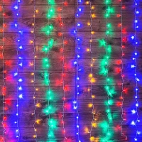 Гирлянда | Дождь 3х2м | МУЛЬТИКОЛОР | 240 LED 1 режим (динамичный) 220V | Прозрачный провод ПВХ | - NEON-NIGHT