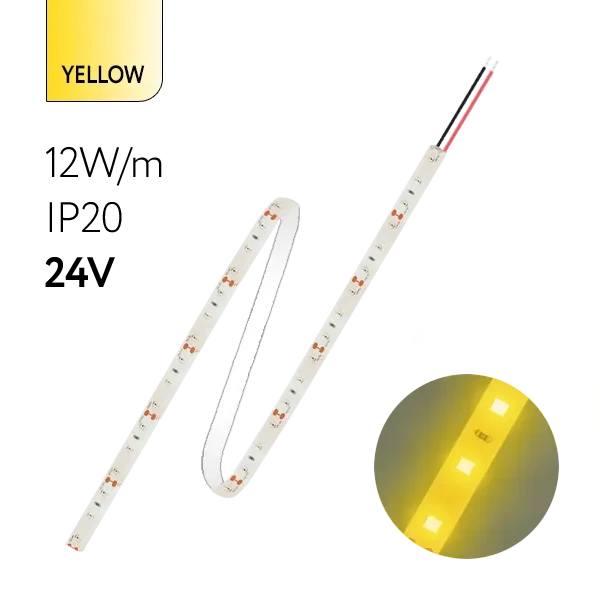 FL-Strip 2835 | 24V IP20 YELLOW 12W/m 1250Lm/m | Катушка - 5 метров | - Светодиодная лента FOTON LIGHTING