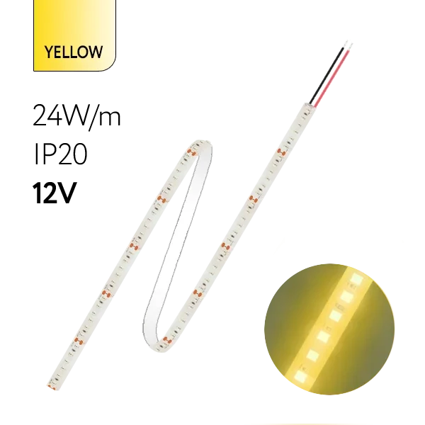 FL-Strip 2835 | 12V IP20 YELLOW 24W/m 2500Lm/m | Катушка - 5 метров | - Светодиодная лента FOTON LIGHTING
